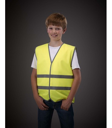 Gilet jaune fluo enfant avec broderie coeur
