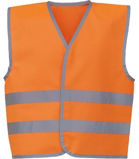 Gilet fluo ENFANT bandes réfléchissantes + broderie logo