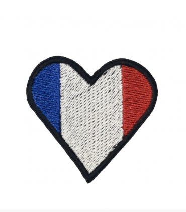écusson drapeau français en forme de coeur