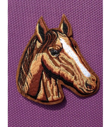 ÉCUSSON TETE DE CHEVAL MARRON